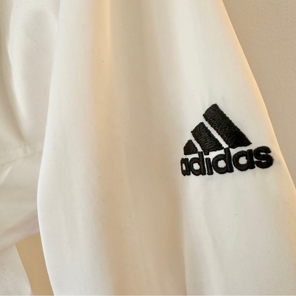 ADIDAS WHITE LIGHT SPORTS RUNNING JACKET WOMEN GYM EMBROIDERED BLACK LOGO S-M - Picture 6 of 8